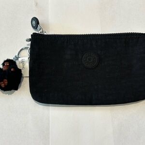 Kipling Black Nylon Zip Pouch with Signature Monkey Charm